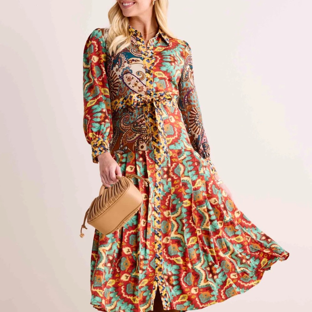 Current Air Multicolor Patchwork Paisley Dress